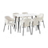 120cm Rectangle Dining Table with 6PCS Chairs Sherpa White