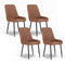 4x Dining Chairs Retro PU Leather Kitchen Lounge Cafe Accent Chair Brown