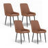 4x Dining Chairs Retro PU Leather Kitchen Lounge Cafe Accent Chair Brown