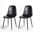 2x Dining Chairs Retro PU Leather Kitchen Lounge Cafe Accent Chair Black