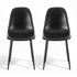 2x Dining Chairs Retro PU Leather Kitchen Lounge Cafe Accent Chair Black