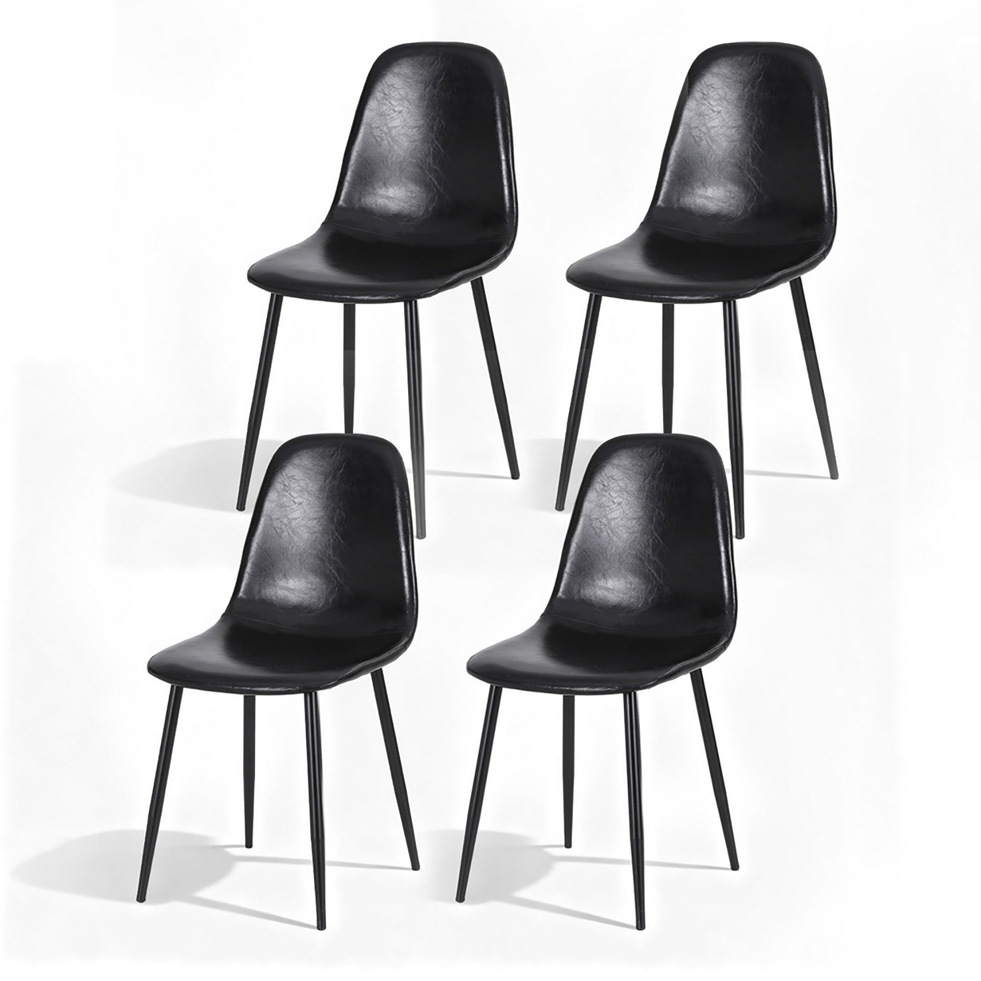4x Dining Chairs Retro PU Leather Kitchen Lounge Cafe Accent Chair Black