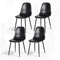 4x Dining Chairs Retro PU Leather Kitchen Lounge Cafe Accent Chair Black