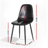 4x Dining Chairs Retro PU Leather Kitchen Lounge Cafe Accent Chair Black