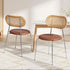 2x Dining Chairs PU Leather Rattan Kitchen Lounge Cafe Accent Chair Brown