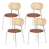 4x Dining Chairs PU Leather Rattan Kitchen Lounge Cafe Accent Chair Brown