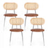 4x Dining Chairs PU Leather Rattan Kitchen Lounge Cafe Accent Chair Brown