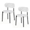 Dining Chairs Set of 2 Sherpa Boucle White