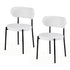 Dining Chairs Set of 2 Sherpa Boucle White