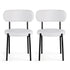 Dining Chairs Set of 2 Sherpa Boucle White