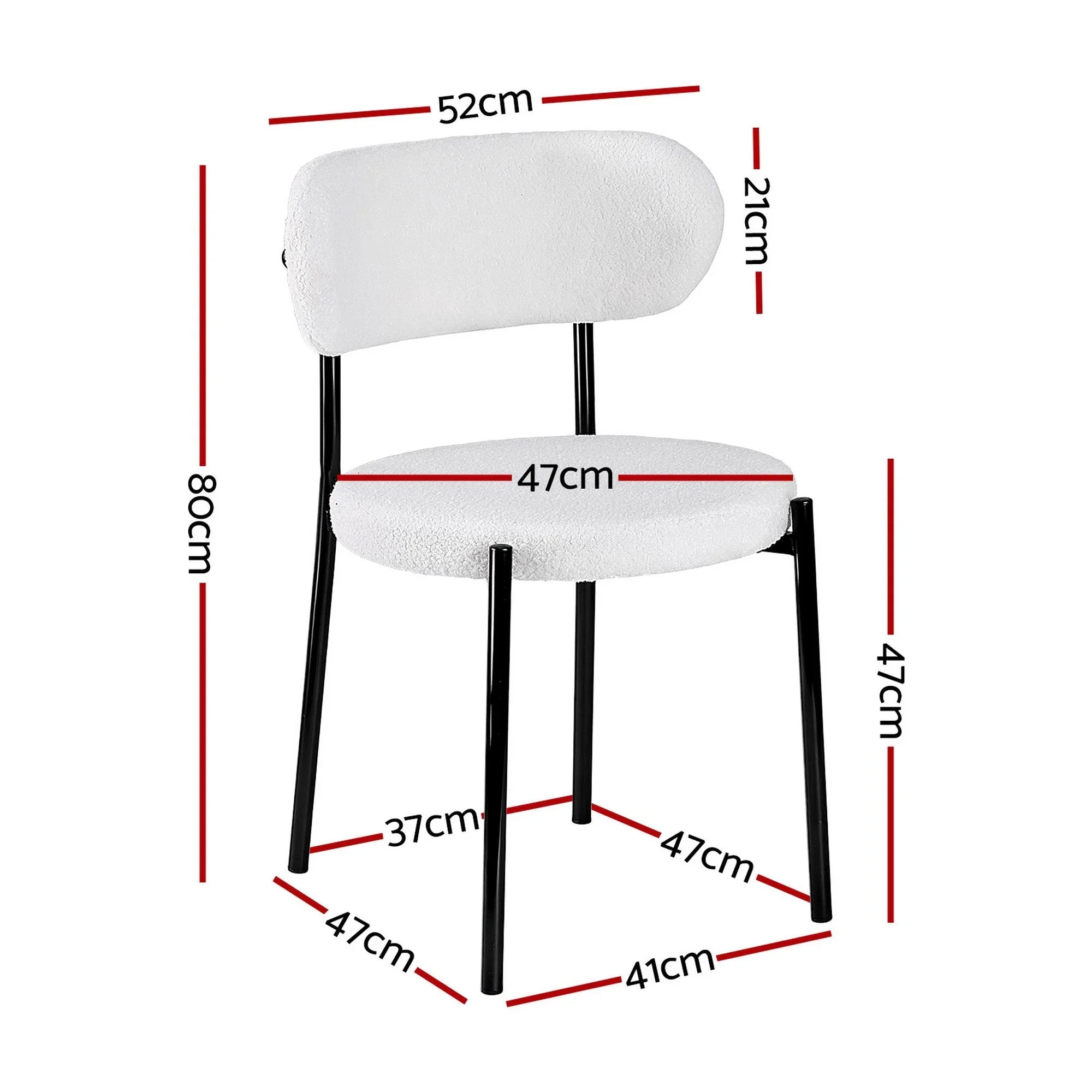 Dining Chairs Set of 6 Sherpa Boucle White