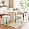 6x Sherpa Boucle Dining Chairs White Curved Back Padded Metal Legs