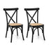 2x Dining Chairs Rattan Wooden Kitchen Accent Chair Cafe Lounge Rubber Wood