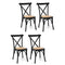 4x Dining Chairs Rattan Wooden Kitchen Accent Chair Cafe Lounge Rubber Wood