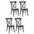 4x Dining Chairs Rattan Wooden Kitchen Accent Chair Cafe Lounge Rubber Wood