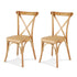 2x Dining Chairs Rattan Wooden Kitchen Accent Chair Cafe Lounge Rubber Wood