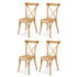 4x Dining Chairs Rattan Wooden Kitchen Accent Chair Cafe Lounge Rubber Wood
