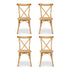 4x Dining Chairs Rattan Wooden Kitchen Accent Chair Cafe Lounge Rubber Wood