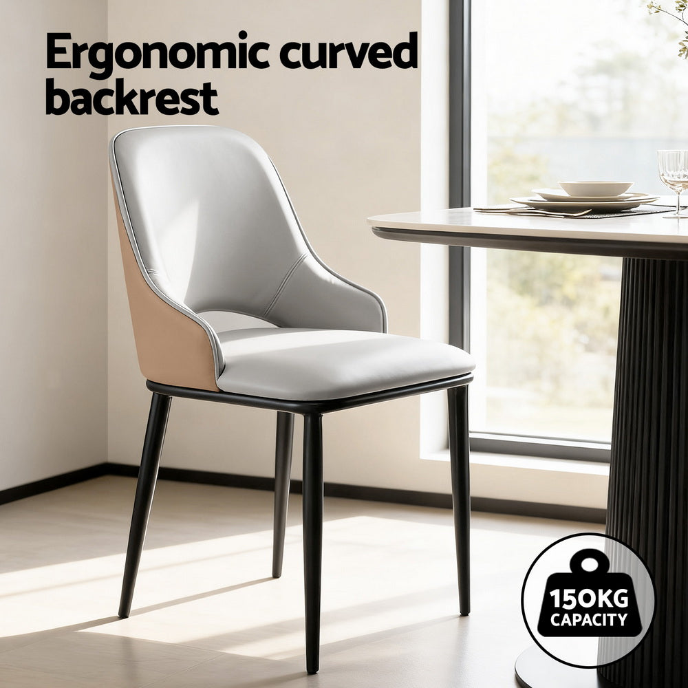 4x Dining Chairs Hollow PU Leather Kitchen Lounge Cafe Accent Chair Grey