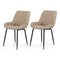 Retro PU Leather Dining Chairs 2‑Pack – Channel‑Tufted Seat, Metal Legs, Khaki