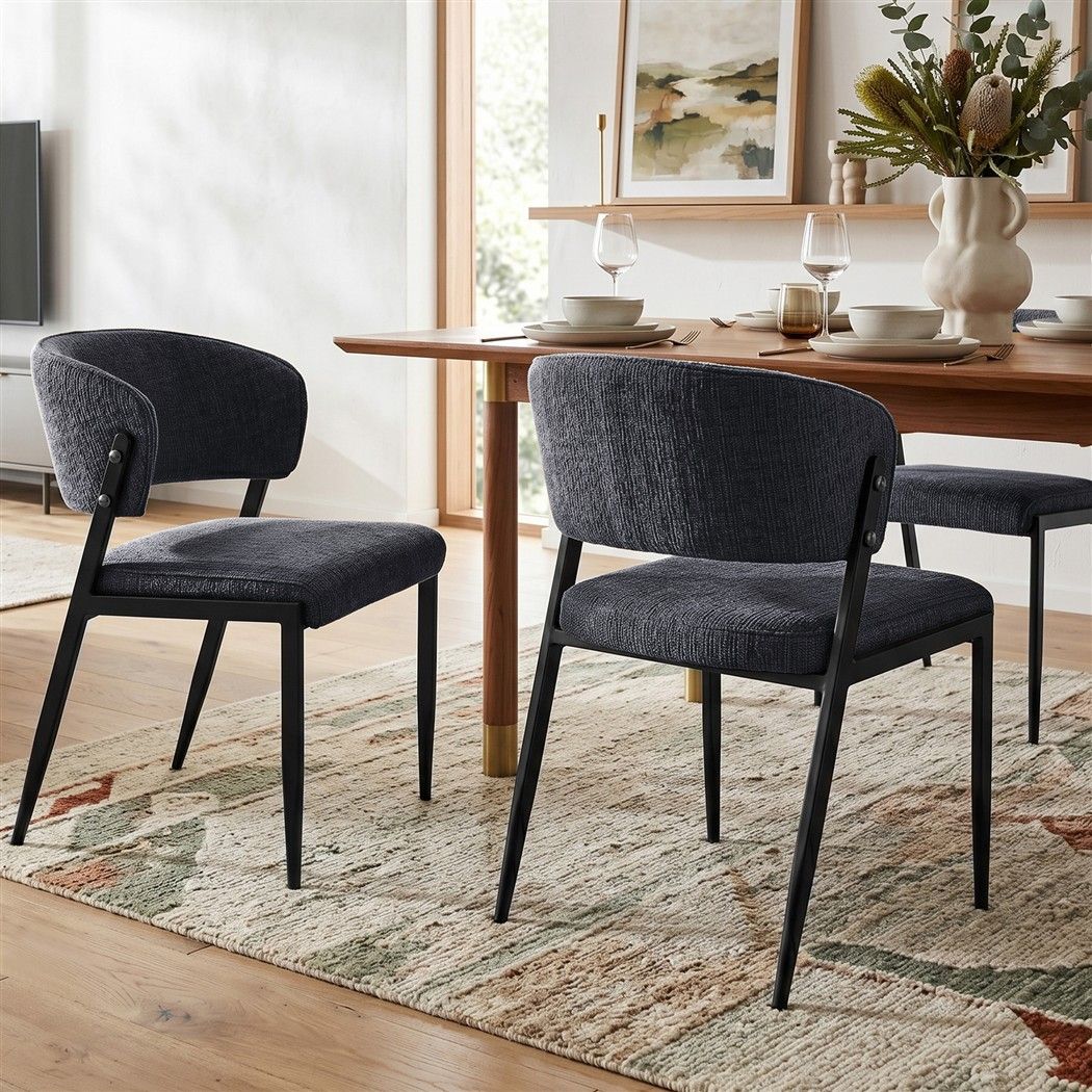 Artiss Dining Chairs Set of 6 Linen Fabric Soft Upholstered Chairs Charcoal