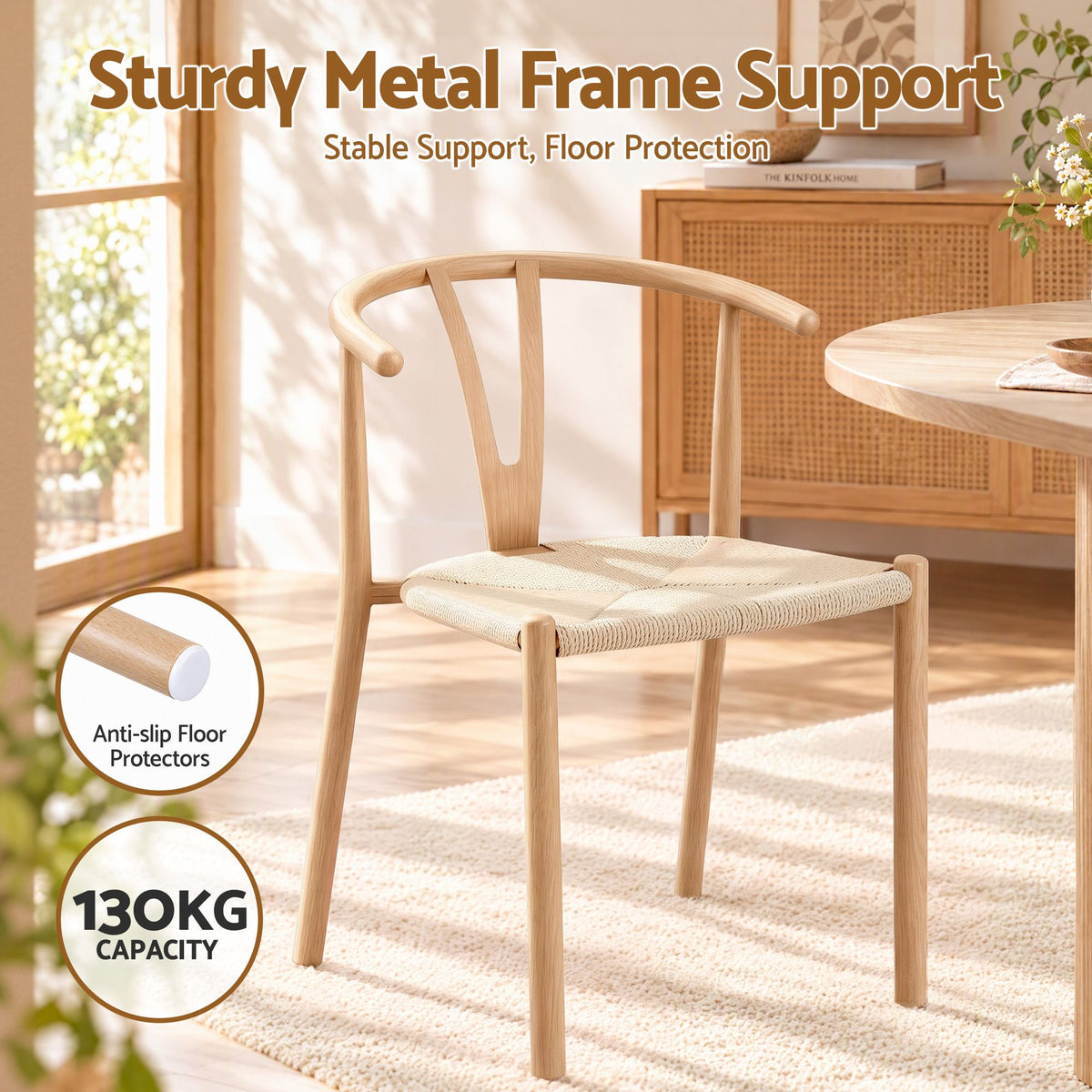 Artiss Dining Chairs X1, Y-Back Leisure Accent Chair for Living Room & Balcony Woven Seat