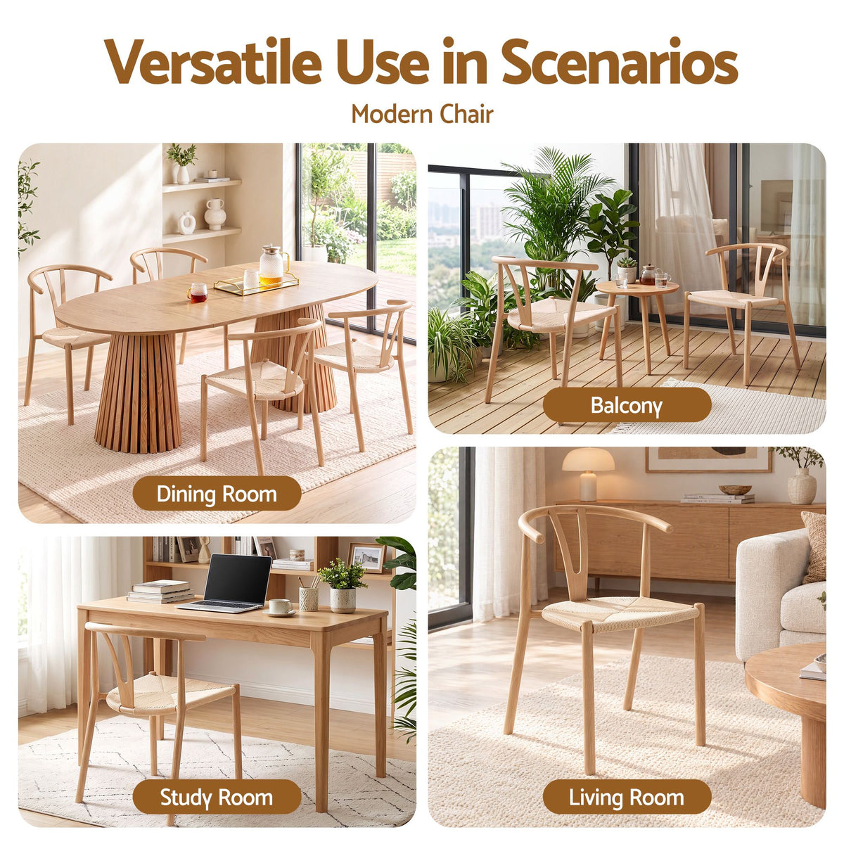 Artiss Dining Chairs X1, Y-Back Leisure Accent Chair for Living Room & Balcony Woven Seat
