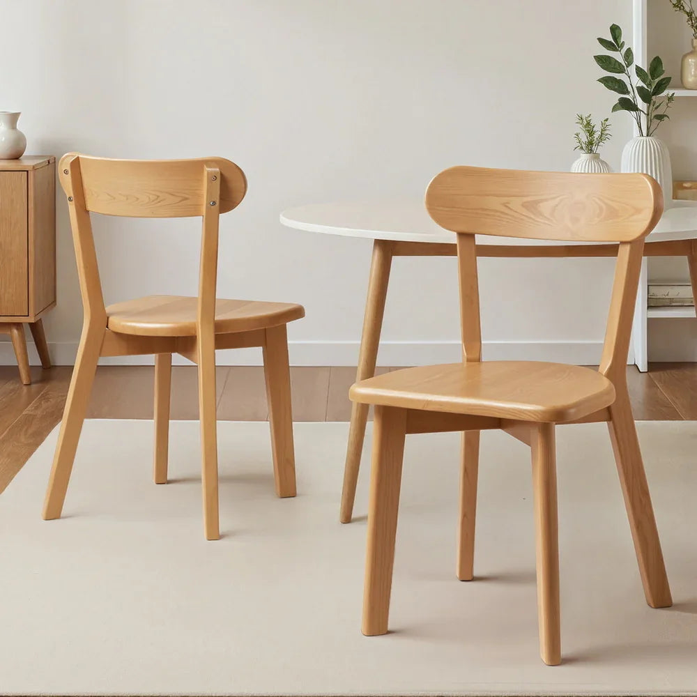 2x Dining Chairs Wooden Kitchen Accent Chair Cafe Lounge Rubber Wood