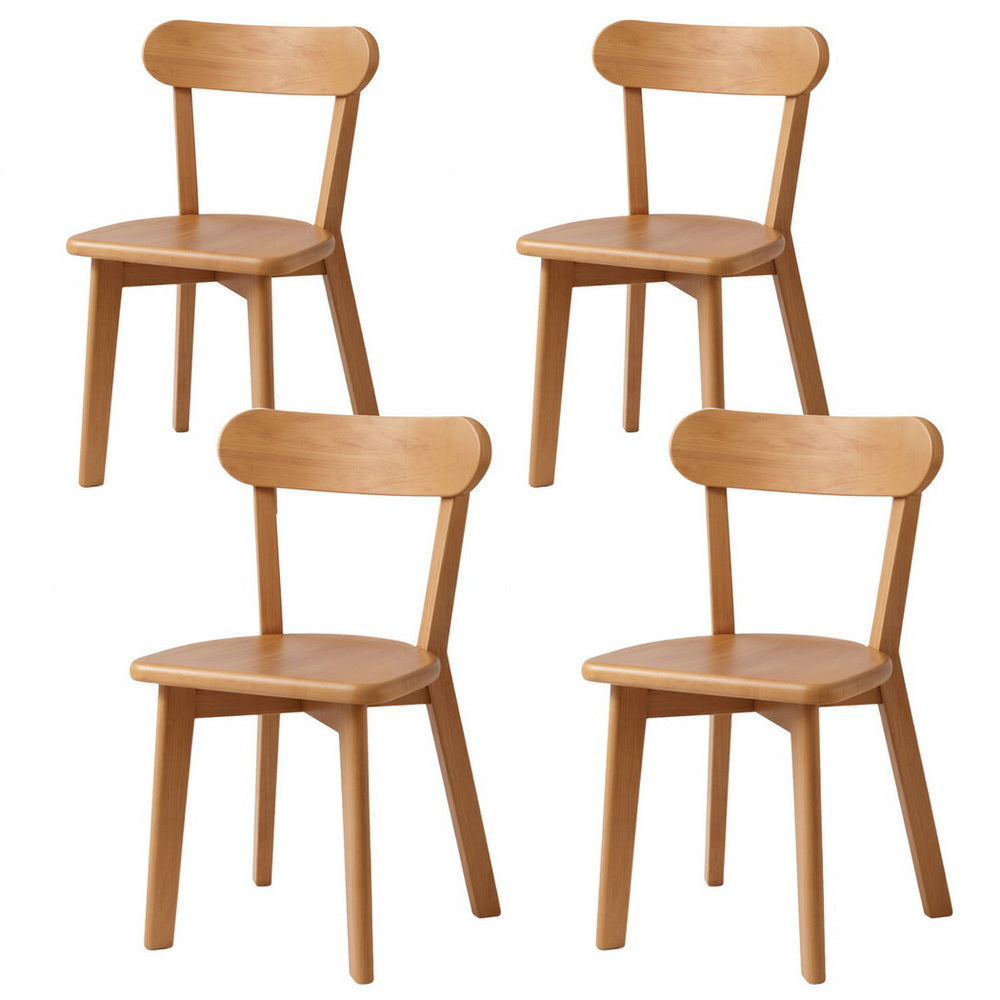 4x Dining Chairs Wooden Kitchen Accent Chair Cafe Lounge Rubber Wood