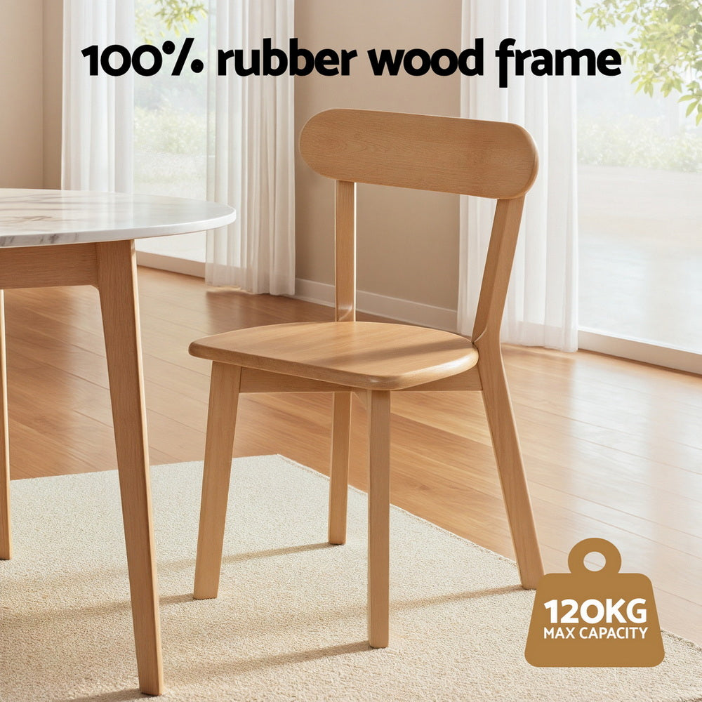 4x Dining Chairs Wooden Kitchen Accent Chair Cafe Lounge Rubber Wood