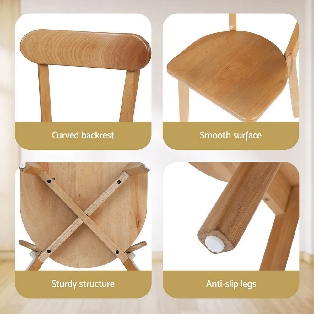 4x Dining Chairs Wooden Kitchen Accent Chair Cafe Lounge Rubber Wood