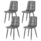 Dining Chairs 4‑Pack – Retro PU Leather Quilted Kitchen Accent Grey