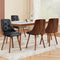 Set of 4 Dining Chairs Black PU Leather Diamond Tufted Wooden Legs