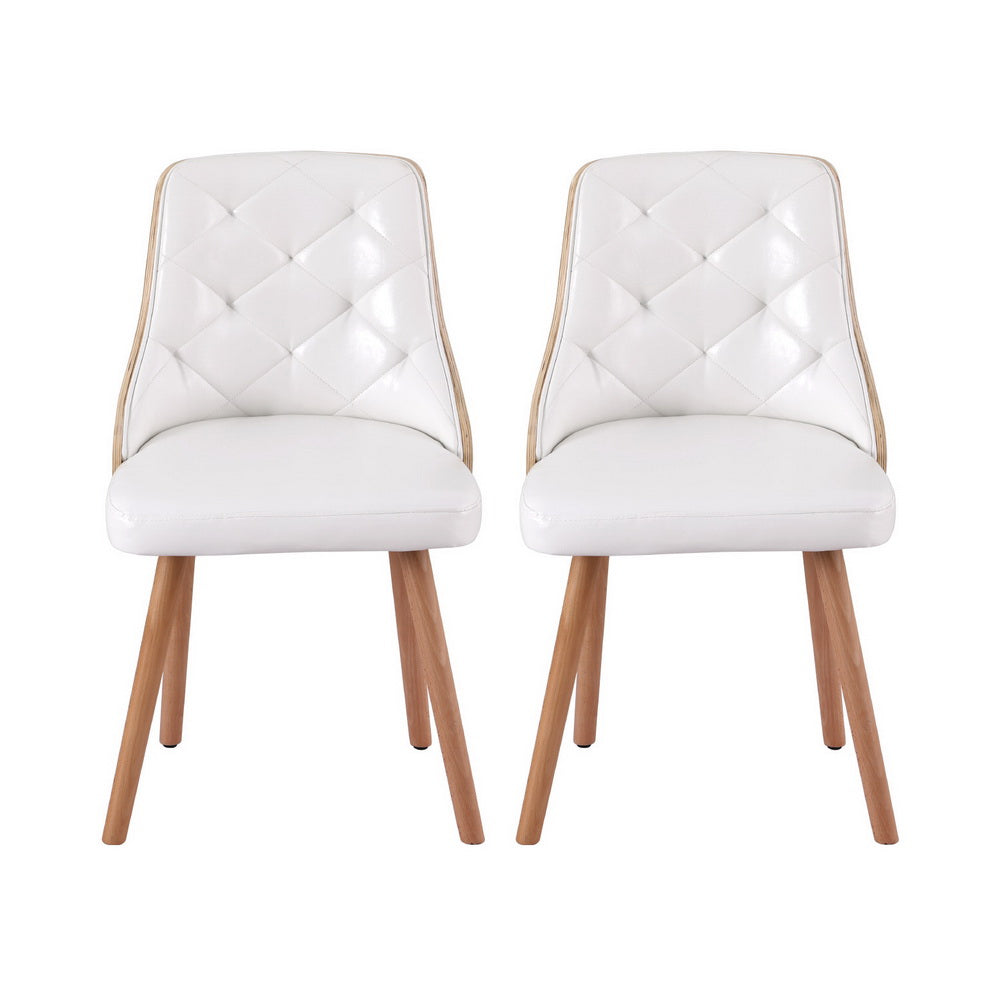 1 Set of 2 Artiss Dining Chairs White PU