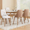 Set of 4 White PU Leather Dining Chairs Diamond Tufted Wood Frame Seats