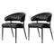 Set of 2 PU Leather Dining Chairs Armchair Black Metal Frame