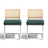 Dining Chairs Set of 2 Velvet Rattan Cantilever Green