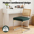 Dining Chairs Set of 2 Velvet Rattan Cantilever Green