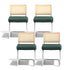 Dining Chairs Set of 4 Velvet Rattan Cantilever Green
