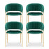Dining Chairs Set of 4 Velvet Hollow Armchair Green