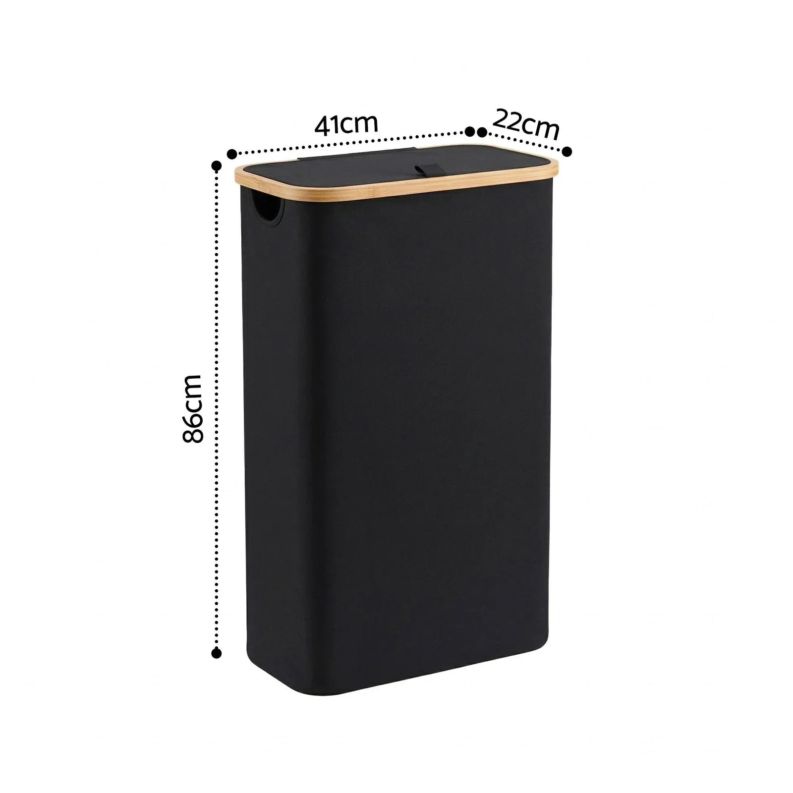 60L Laundry Basket – Bamboo Rim, Removable Mesh Bag, Foldable, Black