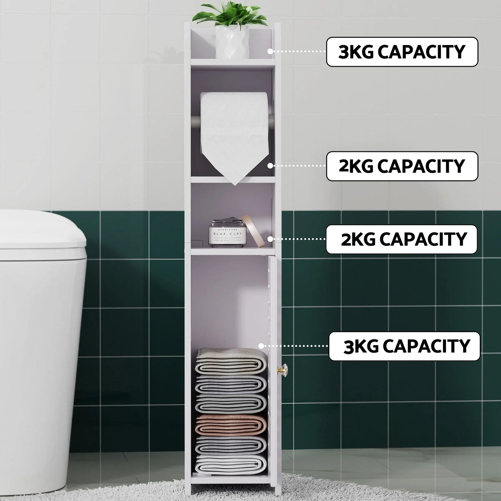 2X Bathroom Cabinet Toilet Roll Holder 76cm