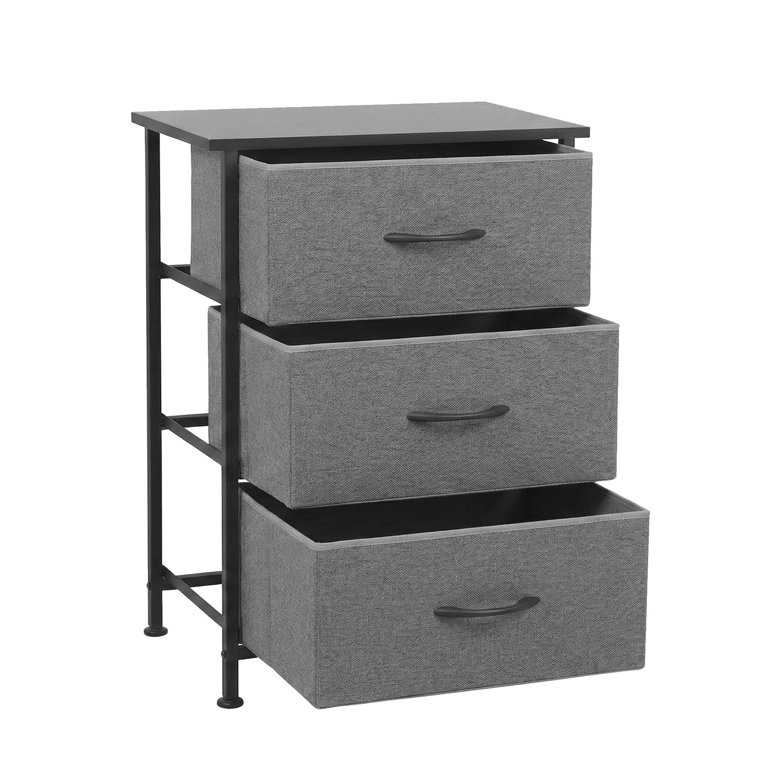 Chest of 3 Drawers Storage Dresser Tallboy Grey