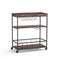 Kitchen Island Rolling Serving Cart with Wine Rack & Lockable Wheels