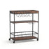 Kitchen Island Rolling Serving Cart with Wine Rack & Lockable Wheels