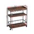 Kitchen Island Rolling Serving Cart with Wine Rack & Lockable Wheels