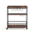 Kitchen Island Rolling Serving Cart with Wine Rack & Lockable Wheels