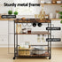Kitchen Island Rolling Serving Cart with Wine Rack & Lockable Wheels