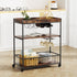 Kitchen Island Rolling Serving Cart with Wine Rack & Lockable Wheels