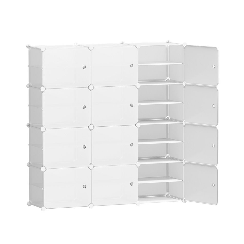 Artiss DIY Stackable Shoe Rack 12 Cube Storage Cabinet White Modular Organizer